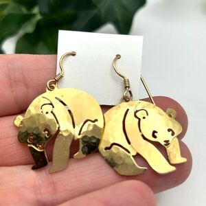 Wild Byrde Gold Panda Bear Earrings